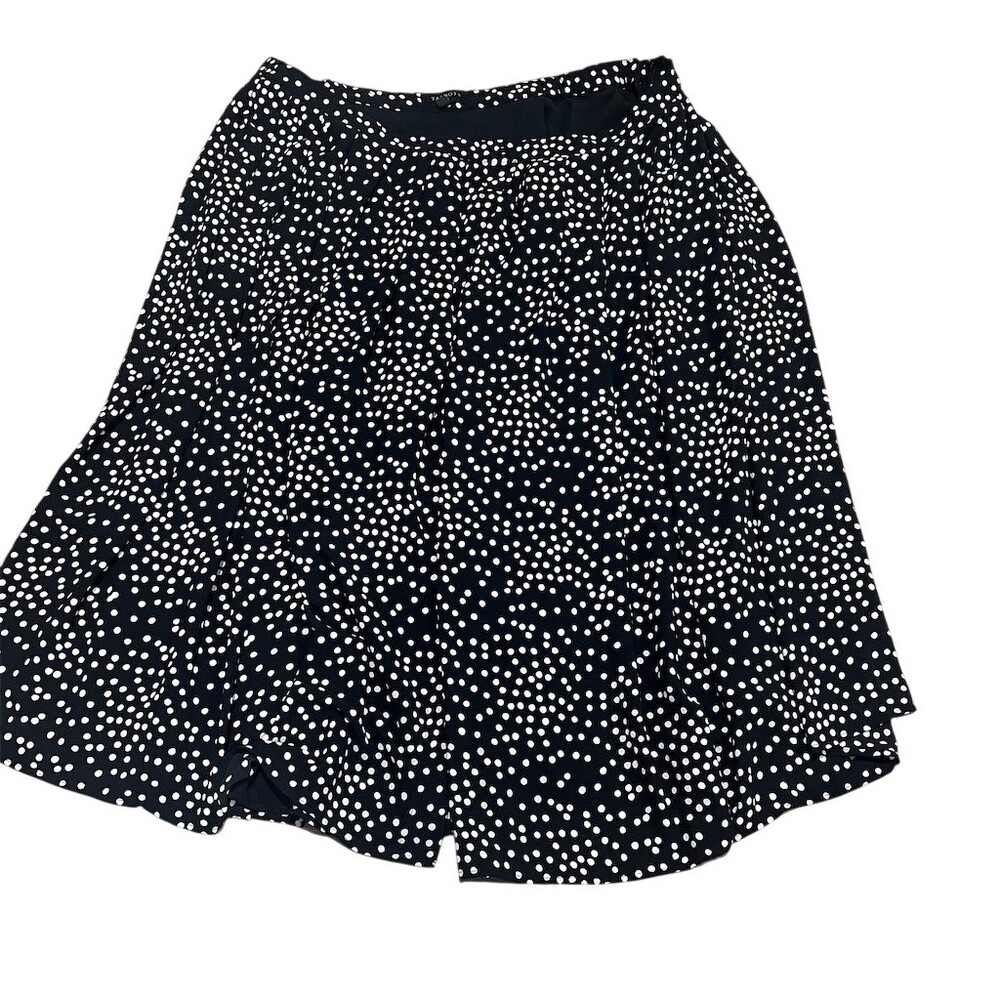 Talbots Skirt Womens Plus Size 20W Black White Polka Dot A-Line Knee